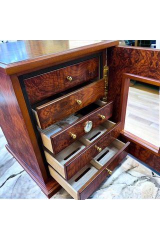Lubinski İtaly 5 Çekmeceli Humidor Puro Kutusu Karaağaç 100's
