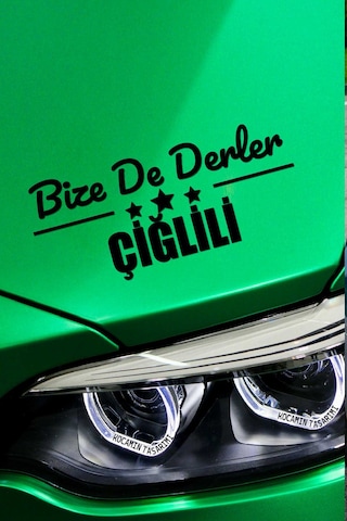 İzmir Çiğli Dekoratif Araç Yazısı İzmir Bize De Derler Çiğlili 40x15 Cm Dekoratif Yazı 40 CM - Siyah