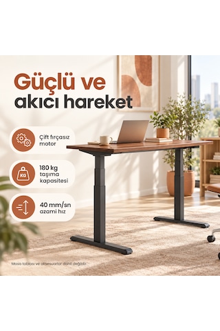 Npo Stdm1723 180kg Çifit Motor 4cm/s 3 Hafızalı 62-126cm Yükseklik Elektrikli Ayarlı Masa İskeleti Diğer