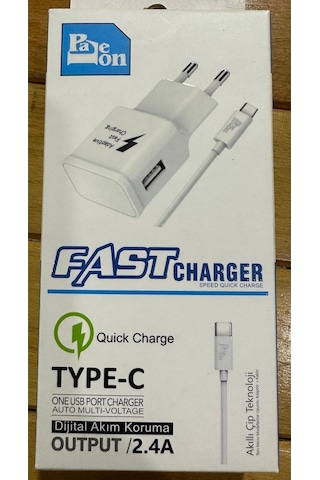 Type-c Hızlı Şarj 2,4a Akıllı Çip Teknoloji Type-c Girişli Tüm Telefonlara Uyumlu
