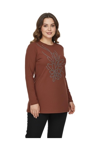 Nazal Kadın Önü Nakışlı Bluz Bgl-st05091 Taba