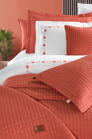 Elegante %100 Pamuk Saten Yatak Örtüsü Seti Mercan Bej