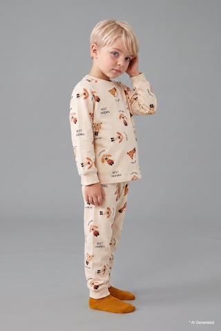 Defacto %100 Pamuk Uzun Kollu Bisiklet Yaka Üst Jogger Alt Hayvan Baskılı 2li Pijama Takımı Erkek Bebek H6537a526aubg734 Bej-bg734
