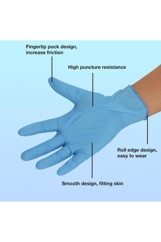 Trendooze Şeffaf 100 Adet Nitril Eldiven, Mutfak Ve Sanat Eldiveni, Boyutu S/m/l/xl