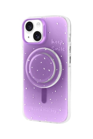 Apple Uyumlu iPhone 14 Kılıf M-safe Şarj Özellikli Tak-çıkar Pop Soketli Zore Tiktok Kapak Mor