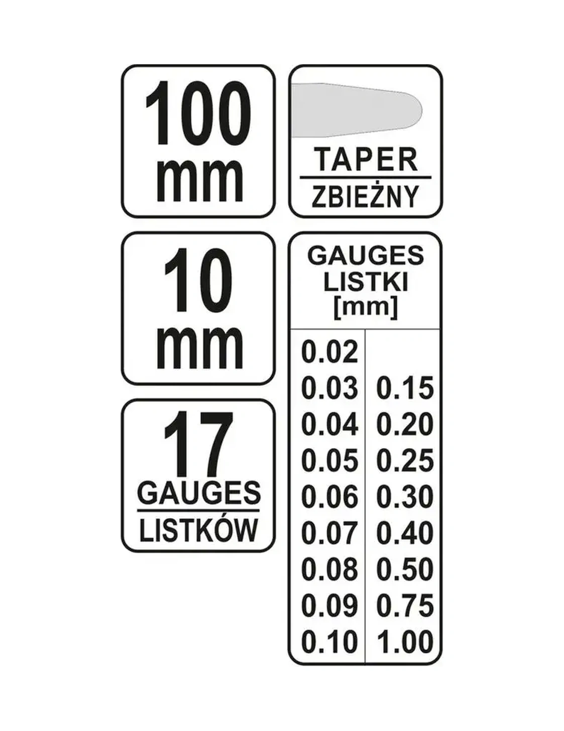 Yato Ventil Probaları Yelpazeli 0,02-1mm - 17 Adet 142108228