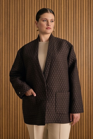 Aker Yuvarlak Kapitone Detaylı Kimono Kahverengi Kahverengi