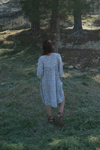 Pamuk Kısa Baskılı Elbise, Ücretsiz Kargo. Şık Tarzınızı Benimseyin. Mavi