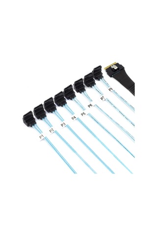 Pcı-e Sas Sff-8654 8i-8 Bağlantı Noktası Sata 90 Derece Sunucu Sabit Sürücü Adaptör Kablosu 0.8m, Siyah