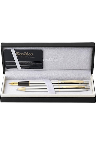 Scrikss 35 Dolma + Tükenmez Kalem Seti Gold Krom