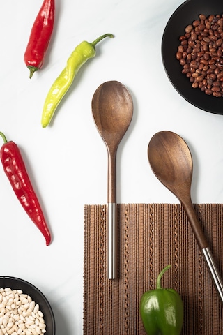 Akasya 2 Li Servis Kaşığı & Sunum Kaşığı & Salata Servis Seti Sarı