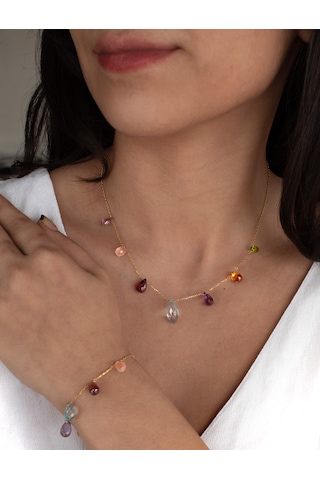 Doğan Diamond 925 Ayar Gümüş Altın Kaplama Multicolor Set - Collezione Arcobaleno