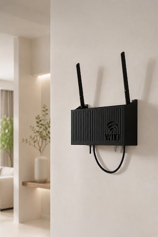 Duvara Asılabilir Wifi Vidalı Askı Yapışkanlı Modem Kutusu WiFi Router Rafı 25x15x6cm