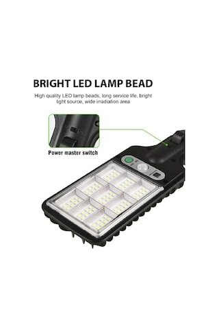 Tongxida 72 Smd 108 Cob Uzaktan Kumandalı Hareketli Güneş Enerjili Led Bahçe Duvar Lambası - Su Geçirmez