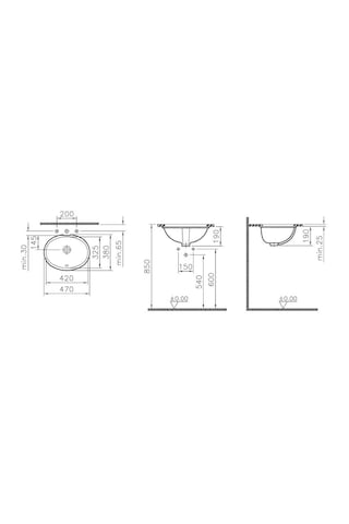 VitrA S20 Tezgah Altı Lavabo 42 CM Beyaz 6039B003-0012
