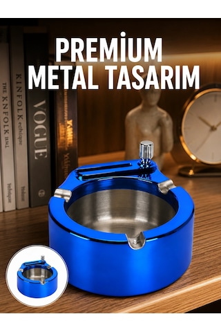 Mey İthalat Dekoratif Çakmaklı Küllük Kolay Temizlenebilir Metal Yeni Nesil