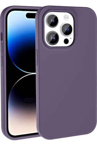 Apple Apple iPhone 14 Pro Kılıf M-safe Şarj Uyumlu Sıvı Teknolojili Silinebilir Sert Kivi Kapak - Derin Mor
