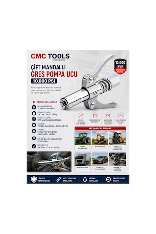 Cmc Çift Mandallı Gres Pompa Ucu Gresörlük Kuplörü 10000 Psı