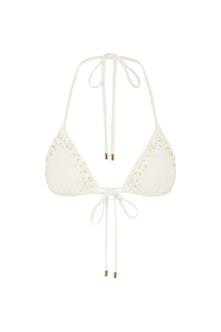 Peony - Peonyofficiall Dantel Işlemeli Üçgen Bikini Üstü Creme