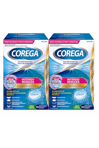 Corega Diş Protez Ağız Temizleme Tableti 108'li Nane Ferahlığı X2 Adet 216 Tablet Corega Diş Protez Ağız Temizleme Tableti 108'li Nane Ferahlığı X2 Adet 216 Tablet