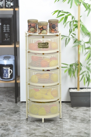 5 Katlı Metal Açılır Kapanır Paslanmaz Sebzelik Krem