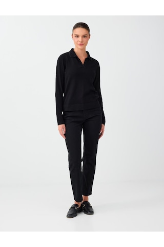 Jimmy Key Siyah Polo Yaka Basic Triko Kazak 6ww137159900