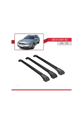 Audi A4 B5 Avant 1996-2001 Arası İle Uyumlu Ace-1 Ara Atkı Tavan Barı Siyah 3 Adet Bar