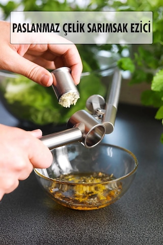 Hazneli Paslanmaz Metal Sarımsak Ve Zencefil Ezici Doğrayıcı Çok Renkli