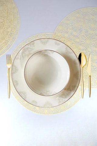 Digithome Acar 6 Lı Amerikan Servisi Supla Yuvarlak Krem 38 Cm Acr-281 C320.033 Krem