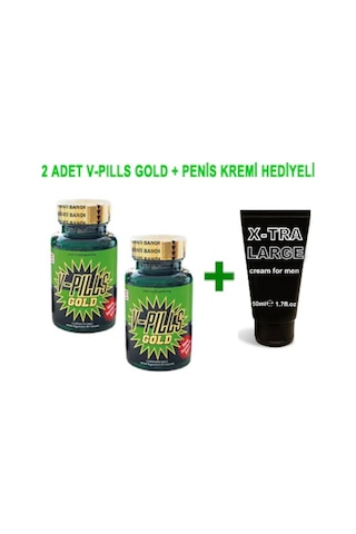 Hızlı Express V-Gold V-Pills Gold Bitkisel Kapsül 2 Kutu + Penis Krem
