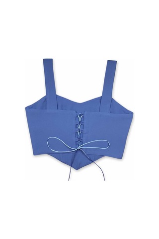 L'aura Corset İndigo Renk Kalp Yaka Bayan Korse Büstiyer Lacivert