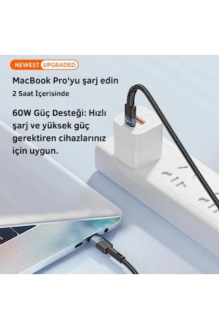 Essager 0.50cm 60w Pd Type C To Type C Şarj Kablosu, Akım, Isı Ve Güç Korumalı Ultra Sağlam Kablo