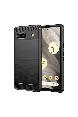 Google Pixel 7a Brushed Carbon Fiber Silikon Kılıf - Siyah Al3332