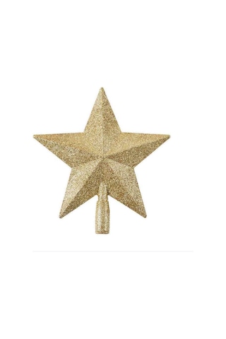 Yılbaşı Çam Ağacı Süsü 15 Cm Gold Simli Yıldız Tepelik