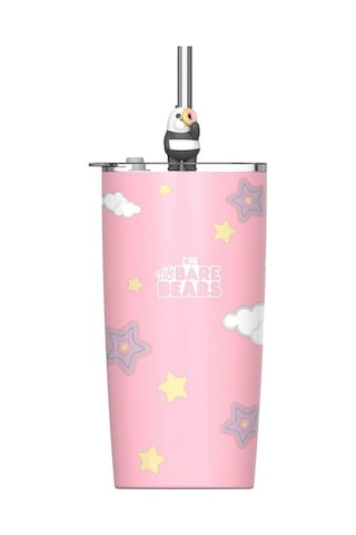 Miniso We Bare Bears Lisanslı Pipetli Termos 530ml - Panda Acı Kahverengi