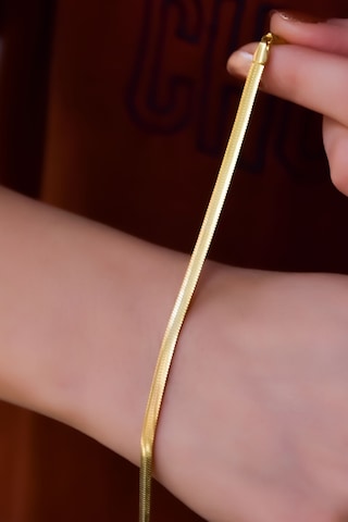 Papatya Silver 925 Ayar Gümüş Gold Kaplama Yassı İtalyan Zinciri Bileklik