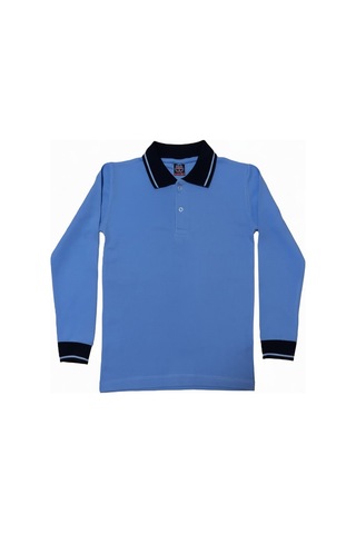 Kidsmadamiko Mavi Çizgi Polo Yaka Unisex Çocuk Tişört