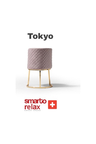 Smarto Relax Tokyo 2'li Yemek Masası Sandalye Seti - Metal Ayaklı, Pembe Kumaş Pembe