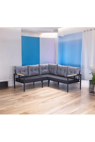 Pimango Pi Elize Balkon Bahçe Köşe Takımı 180 x 180 CM Siyah - Gri
