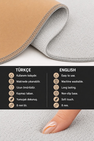 3 Lü Banyo Paspası Halısı Seti Kaymaz Tabanlı Yıkanabilir Klozet Takımı Açık Gri