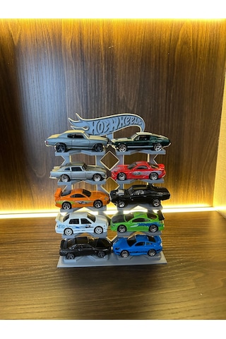 Hot Wheels Uyumlu 10 Araçlık Stand 1/64 Gri R3d-001-blş