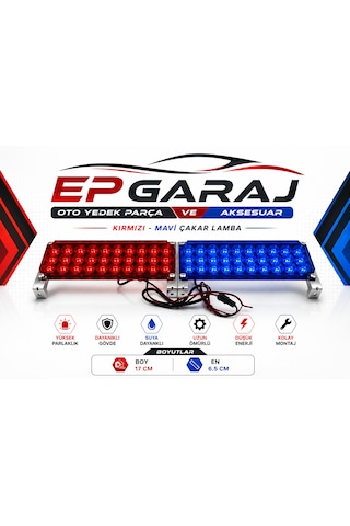 Üniversal Bütün Araçlara Uyumlu Kırmızı Mavi Çakar Lamba Led Set 0