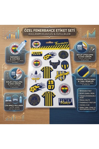 Bakgelal Fenerbahçe Fb Lisanslı Kabartmalı Sticker Seti 3d Sarı Lacivert Taraftar Çıkartmaları - 9071576895247 Lacivert - Sarı