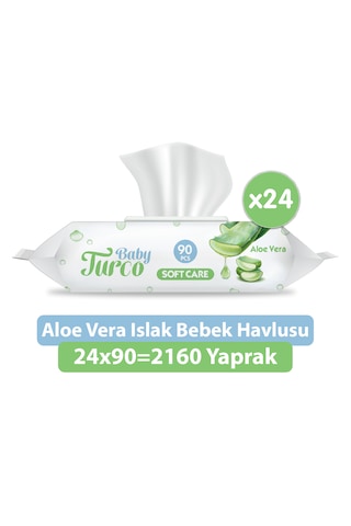 Baby Turco Softcare Aloe Vera Islak Bebek Havlusu 24 x 90 Yaprak