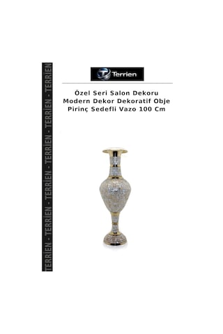 Özel Seri Salon Dekoru Modern Dekor Dekoratif Obje Pirinç Sedefli Vazo 100 Cm Çok Renkli