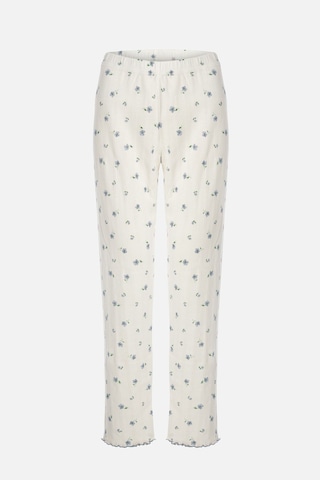 Kadın Pamuklu Çıtır Çiçek Desenli Baby Overloklu Fiyonk Detaylı Uzun Kollu Pijama Takımı Ko70142-3