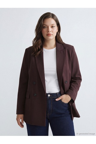Lcw Everyday Bordo Kruvaze Yaka Kadın Blazer Ceket