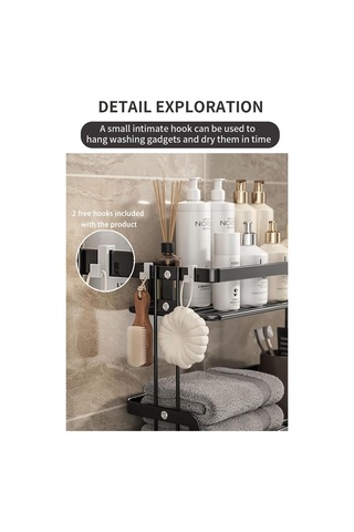 Tuvalet Üst Raf İki Katmanlı Siyah Depolama Siyah