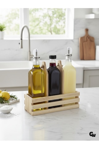 Ahşap Doğal 3lü Set Yağdanlık Ve Sosluk Takımı Set Ihlamur - Kavak 1 Set Ahşap