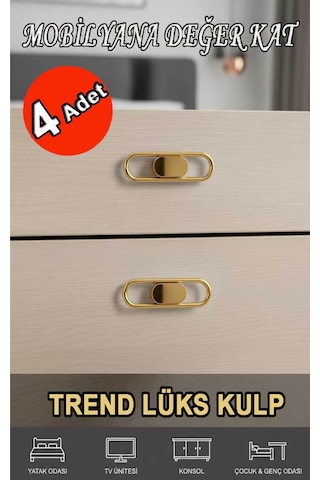 Lüks Trend Altın 32 Mm 4 Adet Mobiya Yatak Odası Tv Ünitesi Konsol Çocuk Ve Genç Odası Kulp Altın